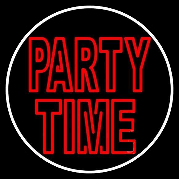 Party Time Round Red Neon Sign